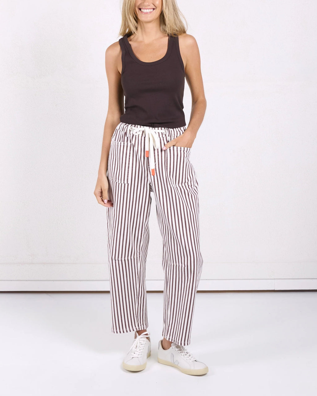 Monaco Jeans Carter Barrel Jean - Chocolate Stripe
