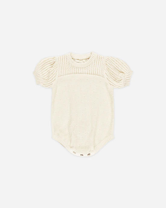 Pointelle Knit Romper | Natural