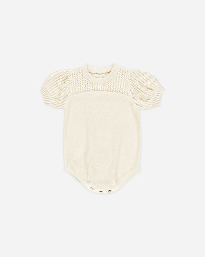 Pointelle Knit Romper | Natural
