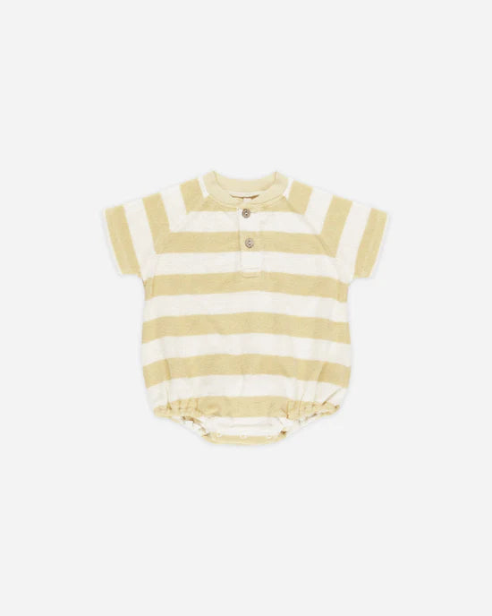 Terry Henley Romper || Yellow Stripe