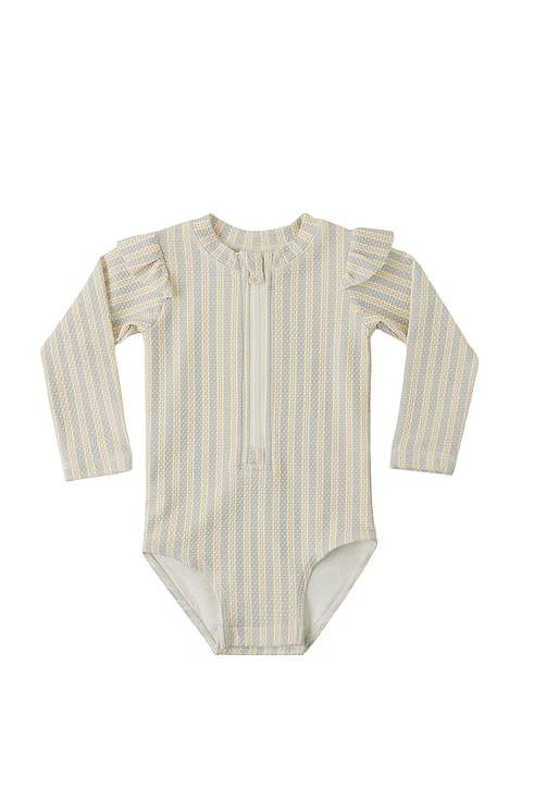 Quincy Mae Byron Rashguard One-Piece UPF50+ - Butterscotch Stripe