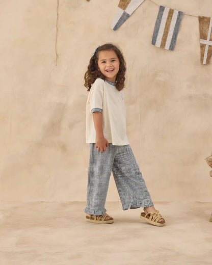 Wide Leg Pant Marine Gingham