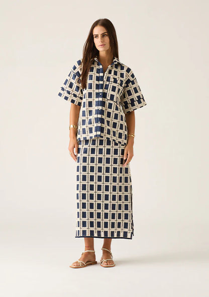 Lara Crochet Shirt | Navy