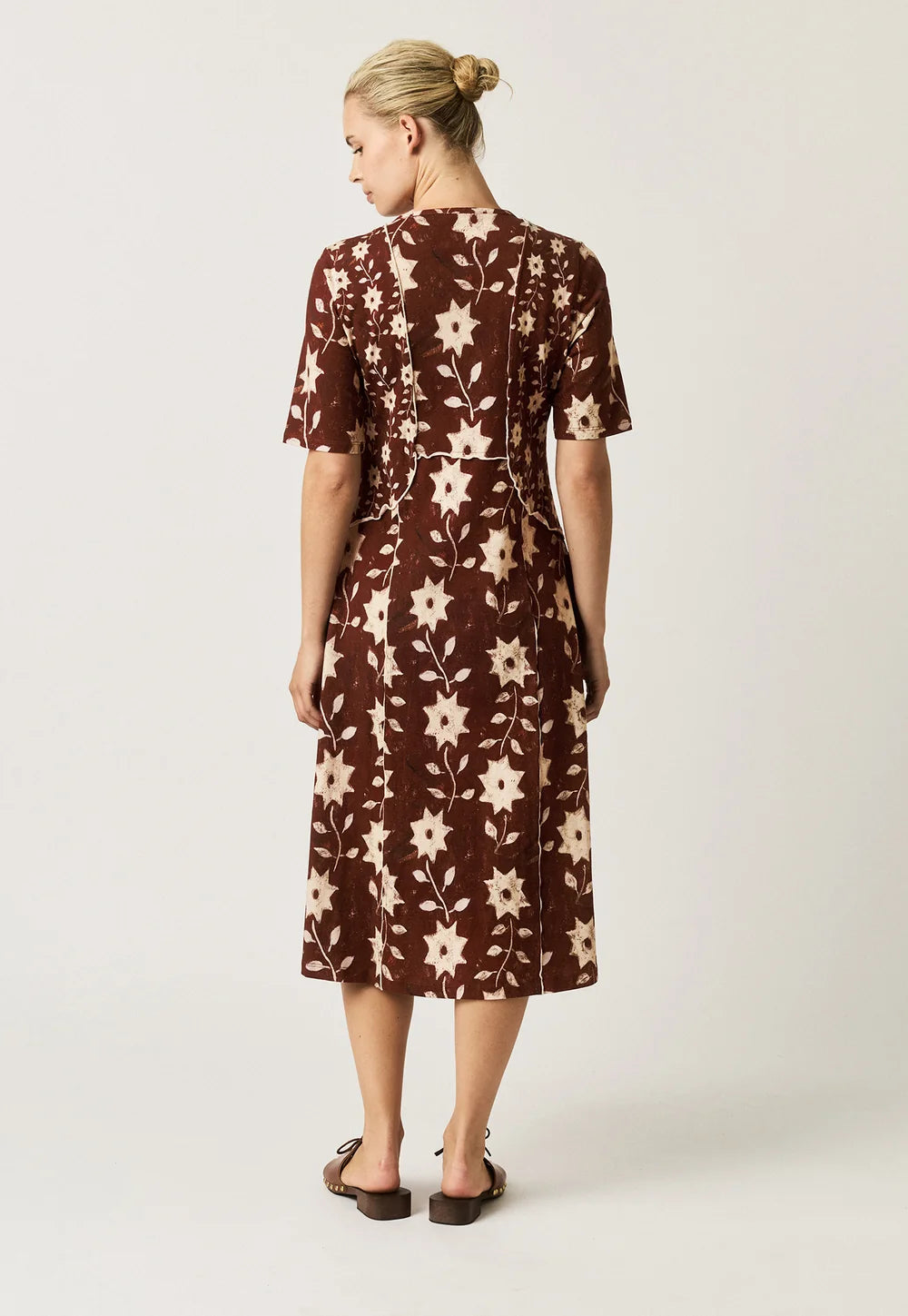 Nancybird Reyes Short Sleeve Dress - Ochre Flower