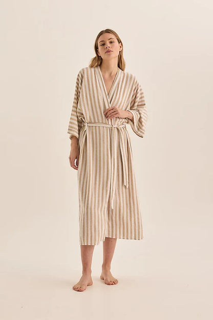 Gingerlilly Sunny Natural Stripe Linen Robe