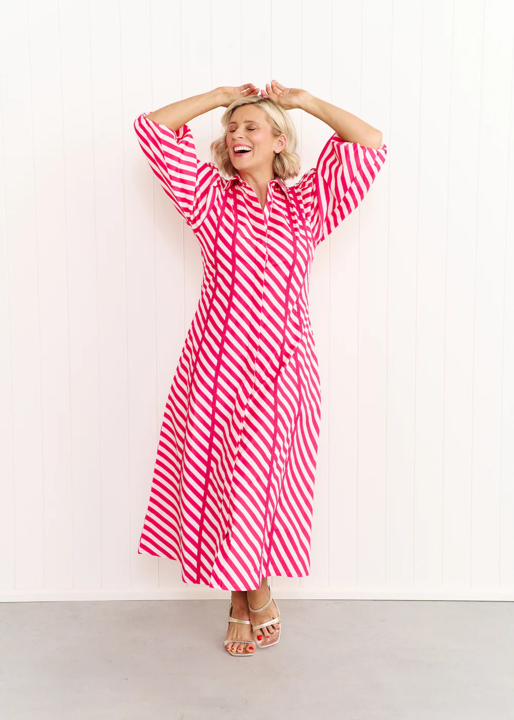 Liv & Milly Sienna Dress - Pink & White Stripe