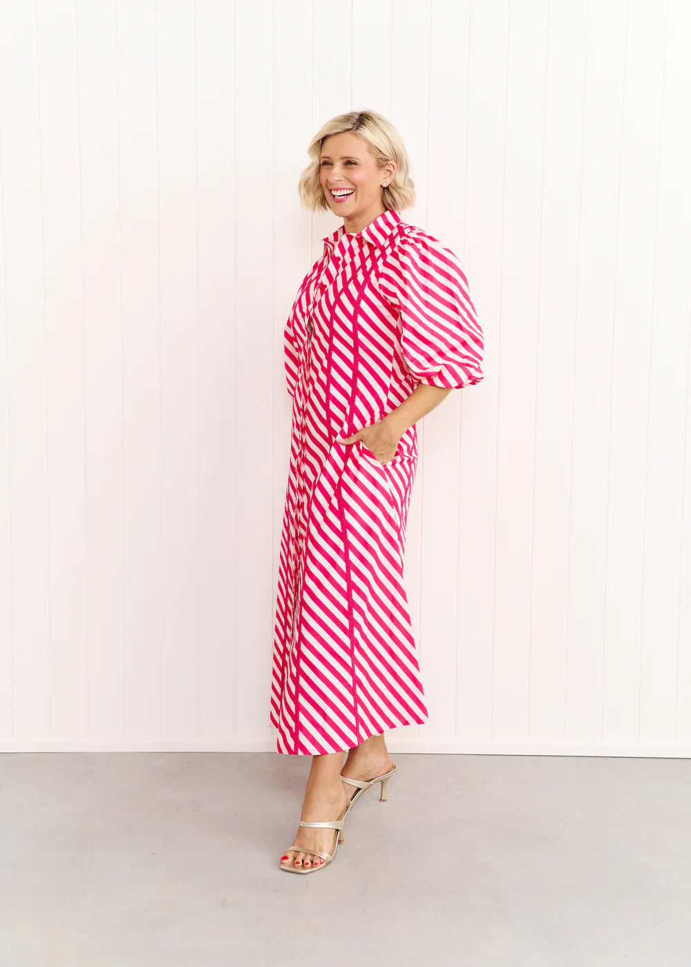 Liv & Milly Sienna Dress - Pink & White Stripe