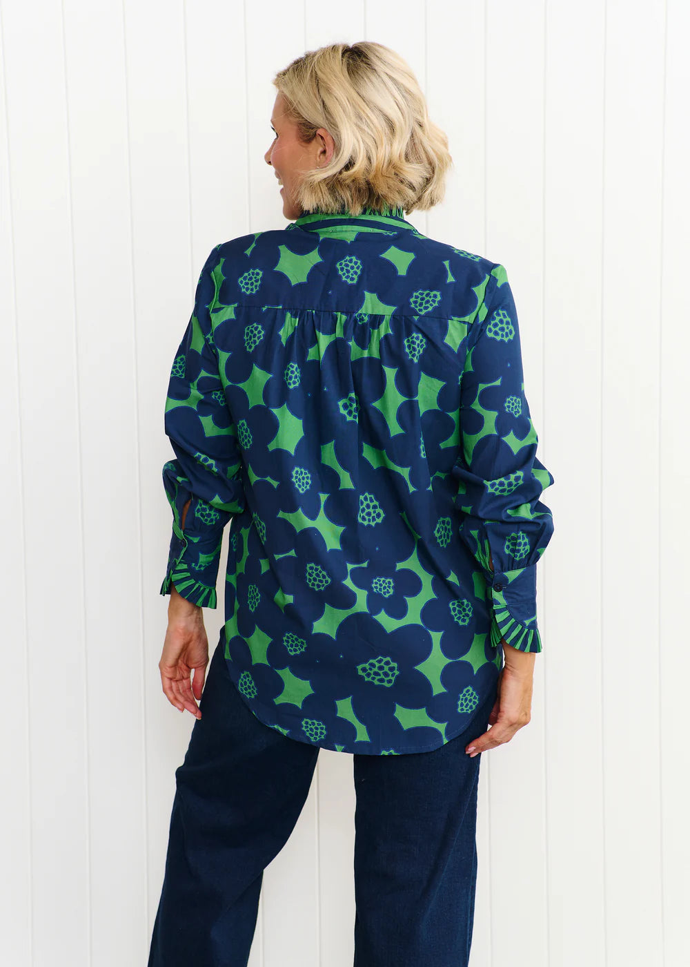 Liv & Milly Tilly Flower Shirt - Navy/Green