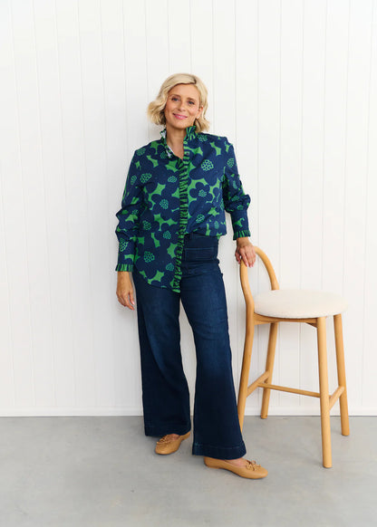 Liv & Milly Tilly Flower Shirt - Navy/Green