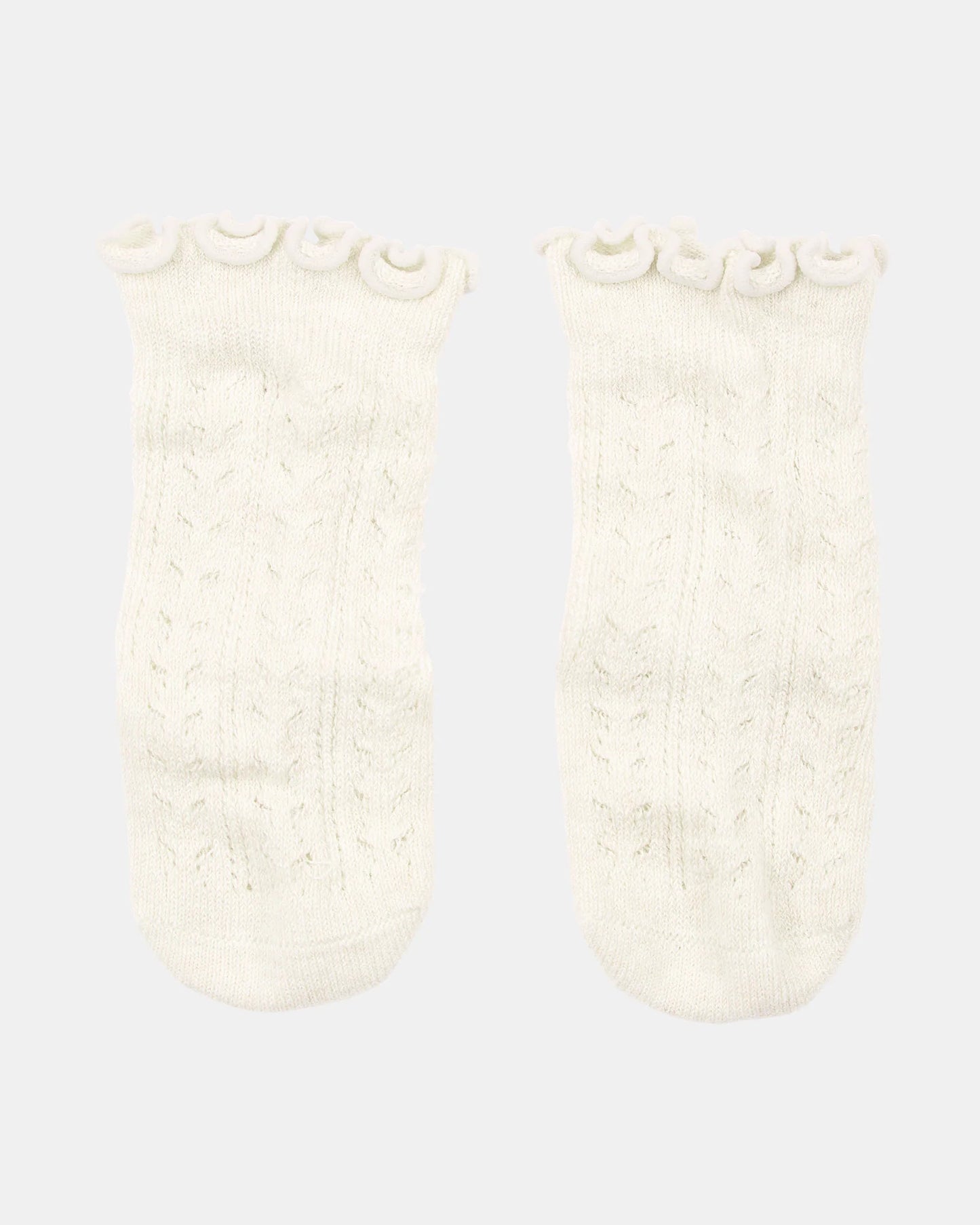 Organic Frilly Lace Knee Socks - Cream