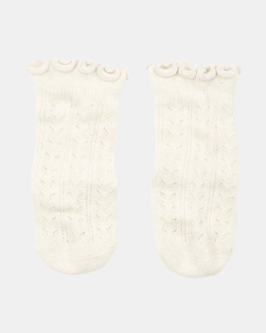 Organic Frilly Lace Knee Socks - Cream