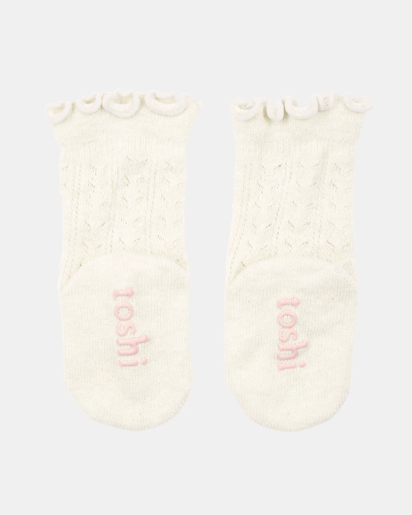 Organic Frilly Lace Knee Socks - Cream
