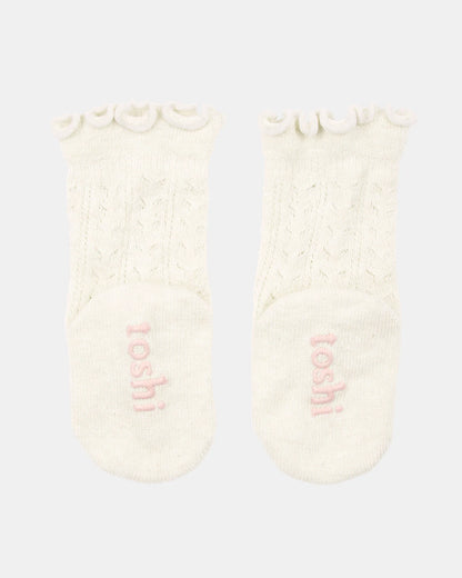 Organic Frilly Lace Knee Socks - Cream