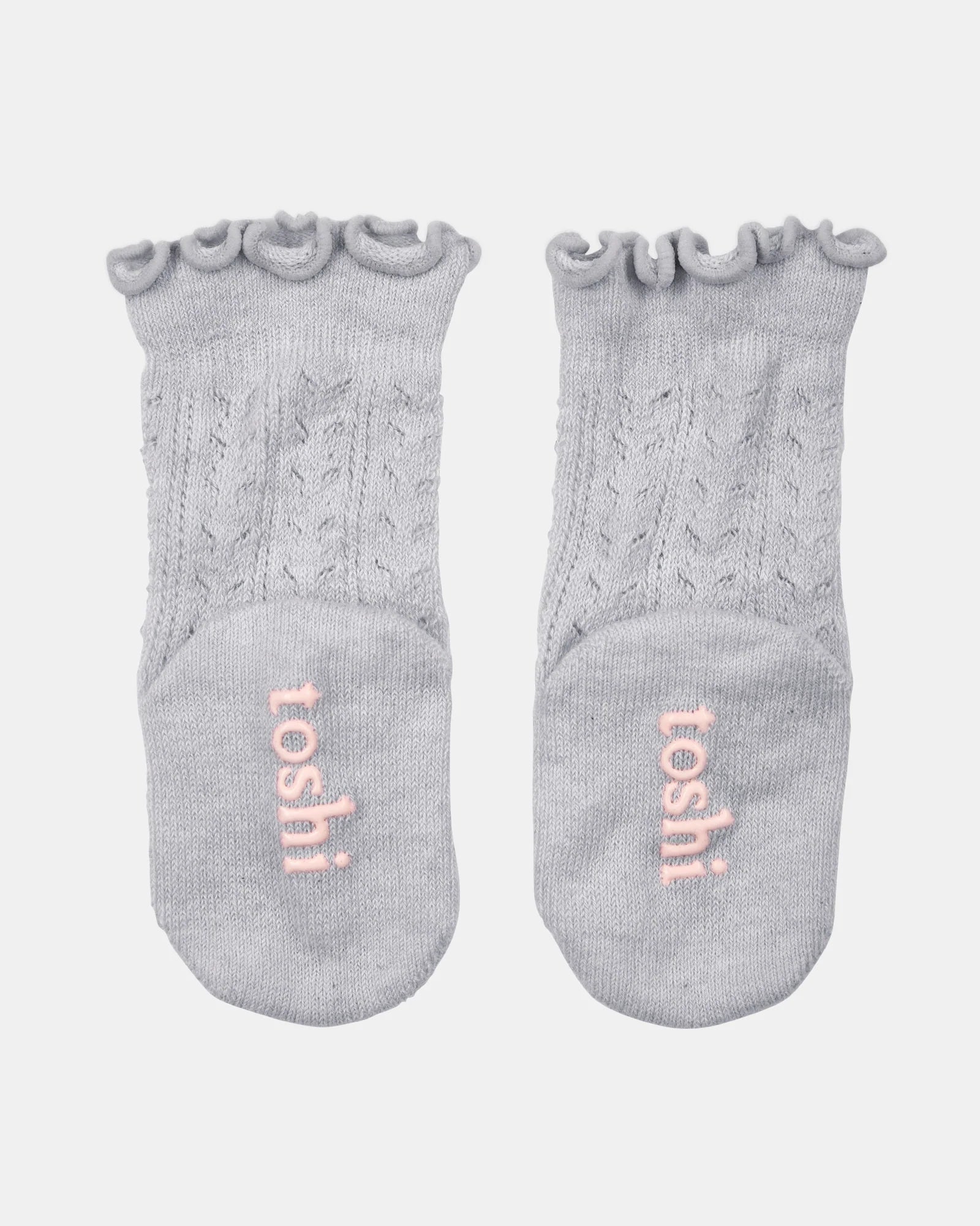 Organic Frilly Lace Knee Socks - Fog
