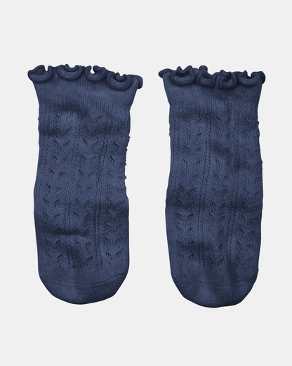 Organic Frilly Lace Knee Socks - Ink