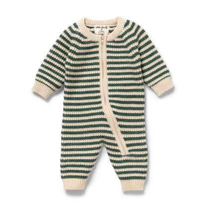 Clover Organic Knitted Stripe Growsuit
