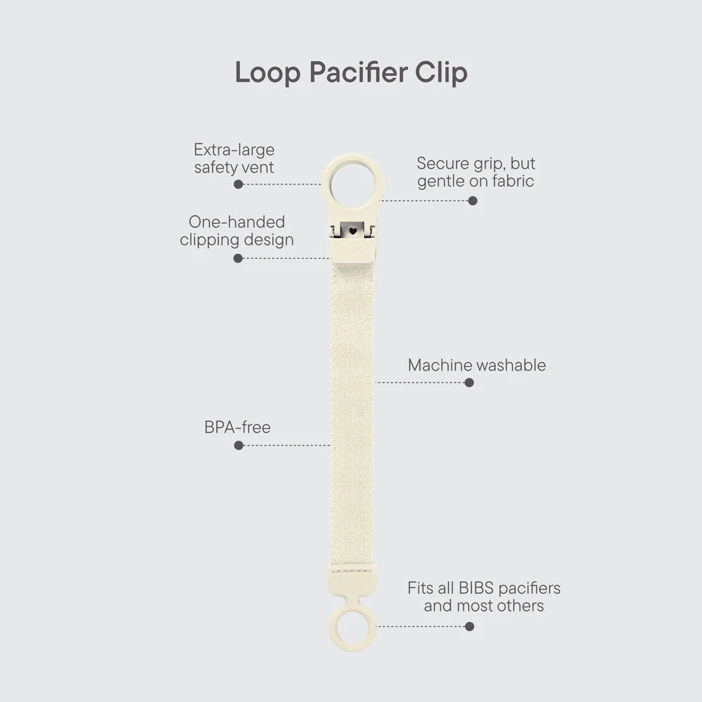Bibs Pacifier Clip Loop - Polka Ivory/Black