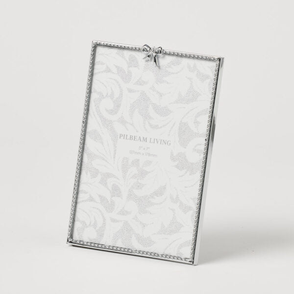 Bella 5 x 7 silver photo frame with bow detail