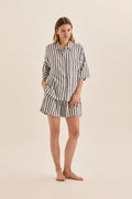 Gingerlilly Evie Linen Short Set - Navy Stripe