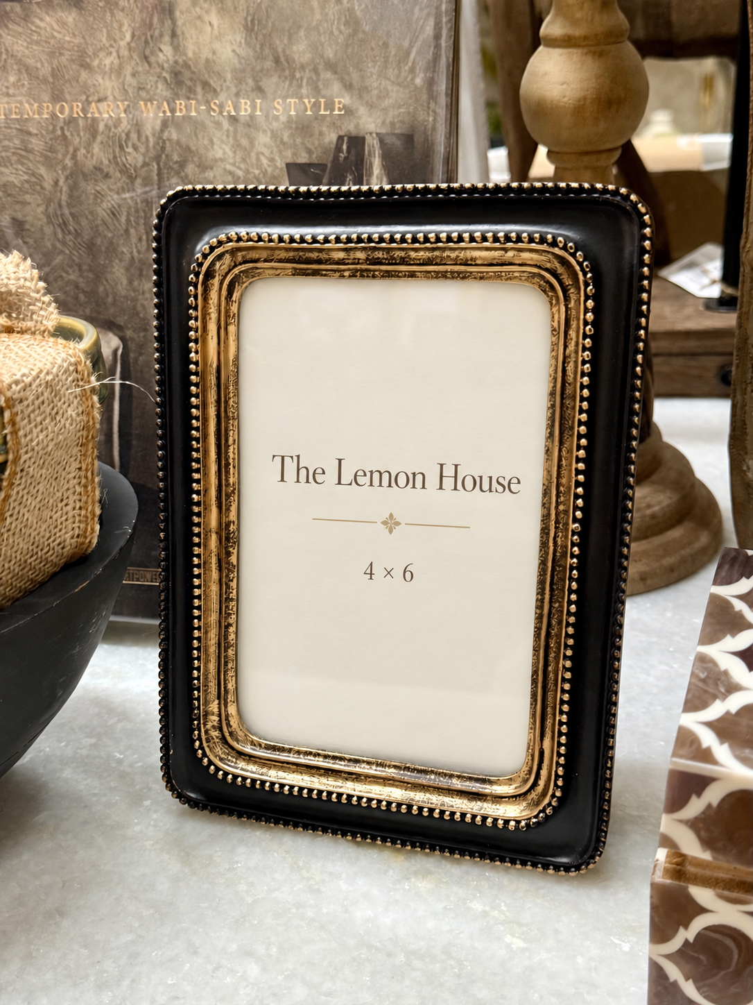 French Country Beaded Photo Frame Black 4 x 6 – The Lemon House
