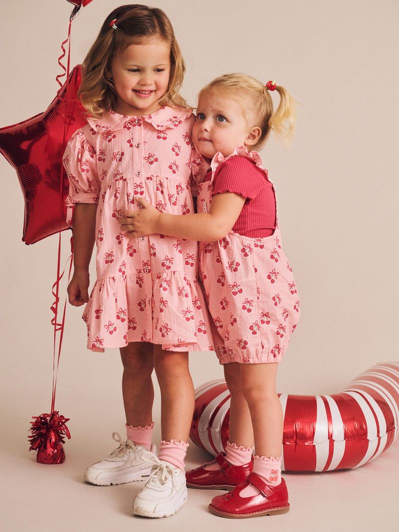 Huxbaby Cherry Pie Tiered Smock Dress - Apricot