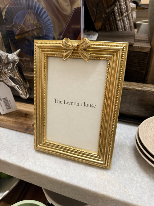 Gold Bow Photo Frame 4 x 6 angled view – The Lemon House