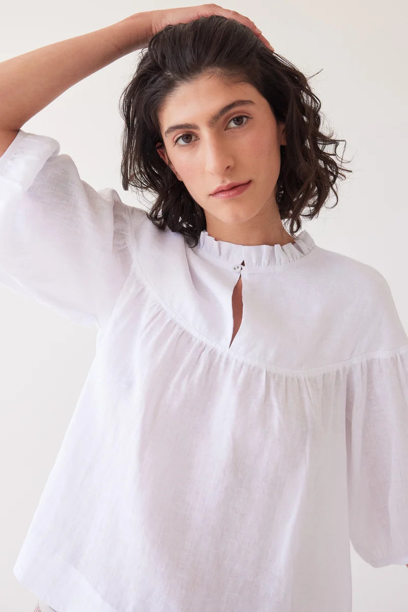 Eva's Sunday Peggie Puff Sleeve Blouse - White