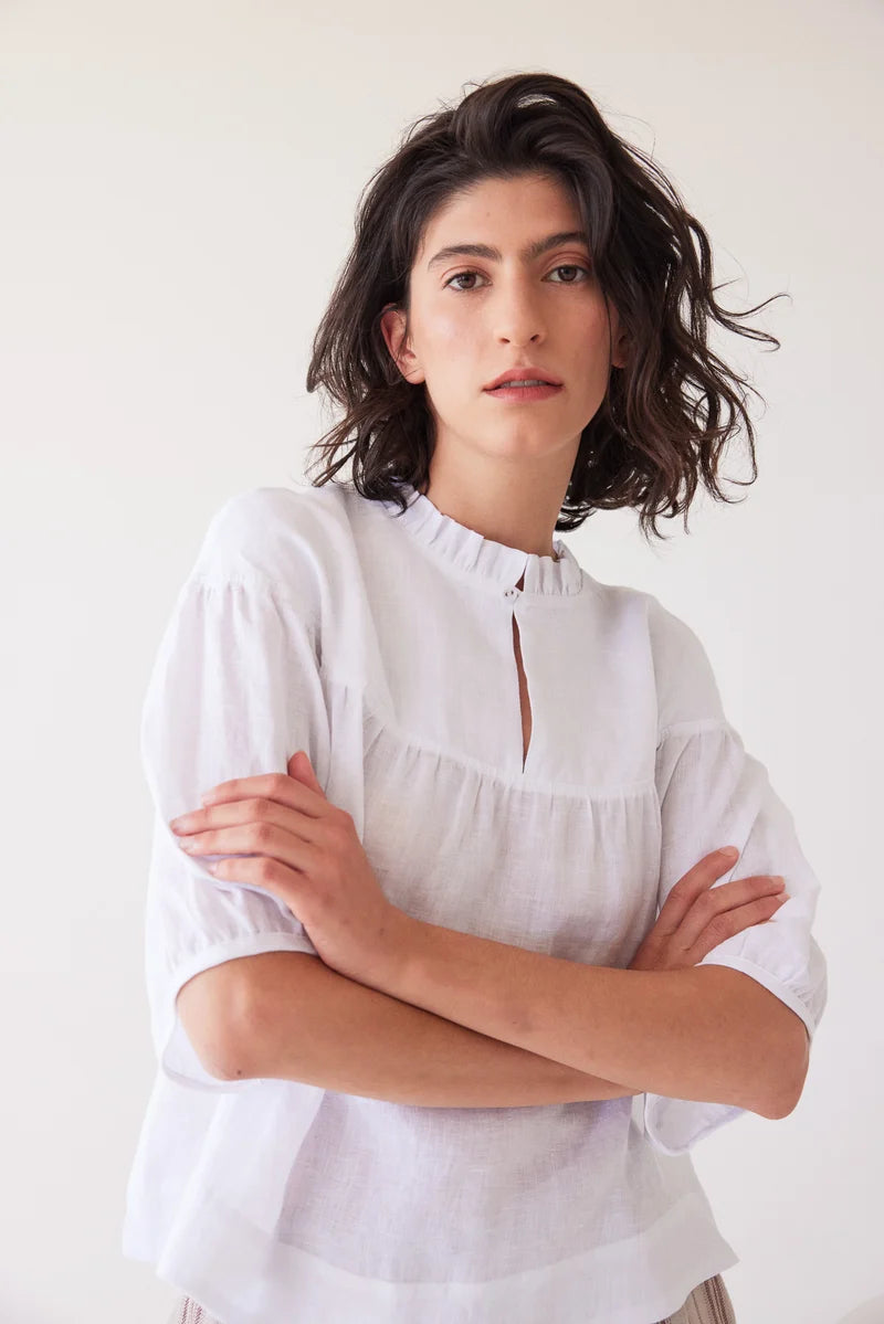 Eva's Sunday Peggie Puff Sleeve Blouse - White