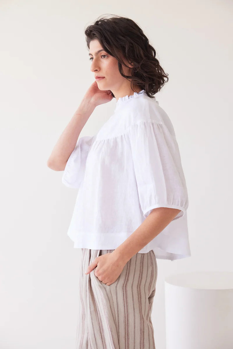 Eva's Sunday Peggie Puff Sleeve Blouse - White