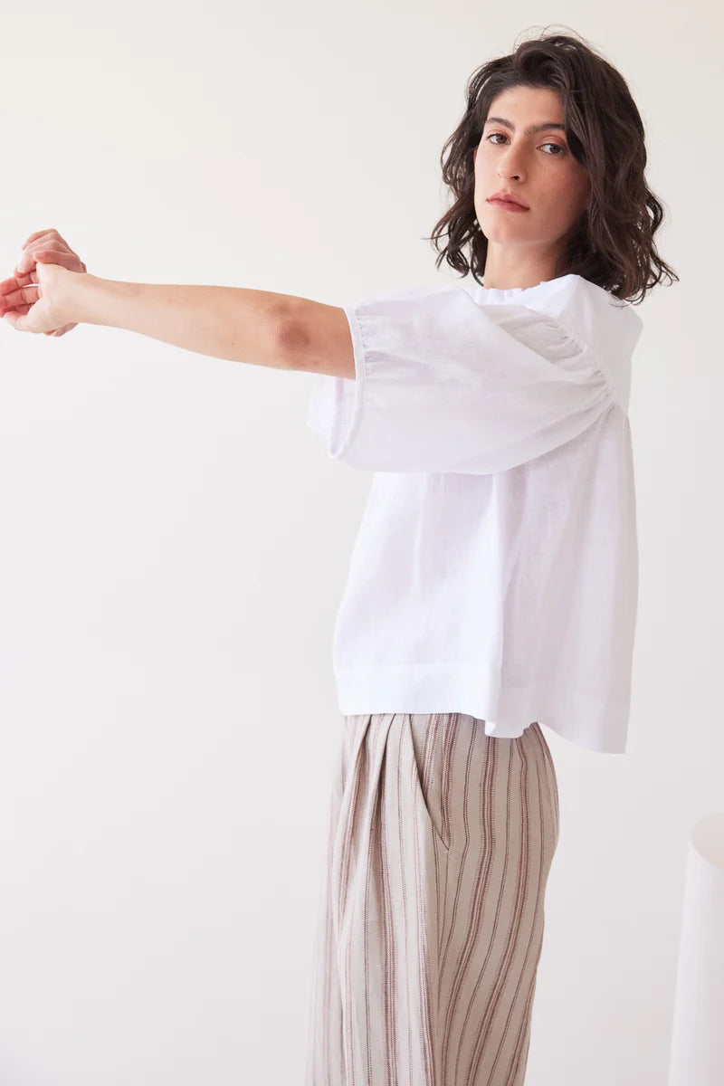 Eva's Sunday Peggie Puff Sleeve Blouse - White
