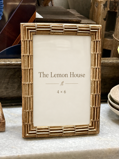 Ridge Photo Frame Champagne 4 x 6 angled view – The Lemon House
