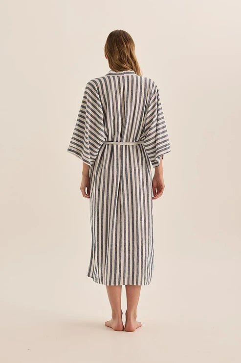 Gingerlilly Sunny Navy Stripe Linen Robe