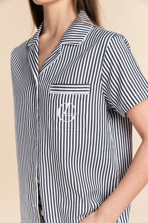 Gingerlilly Camilla Cotton Short PJ Set - Navy Stripe