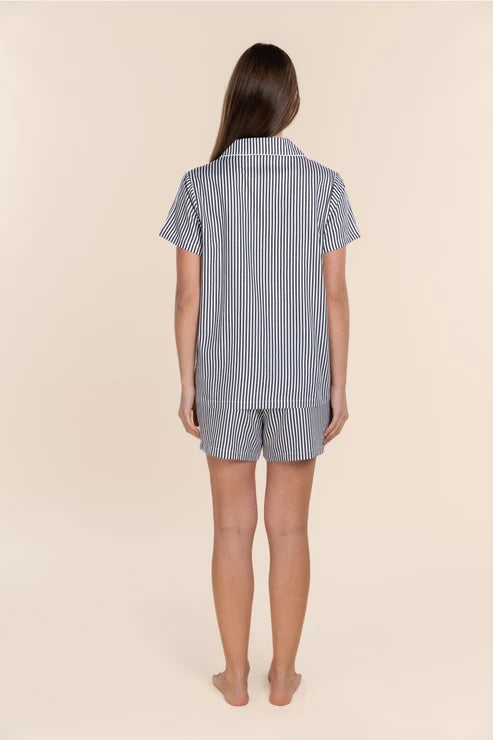 Gingerlilly Camilla Cotton Short PJ Set - Navy Stripe