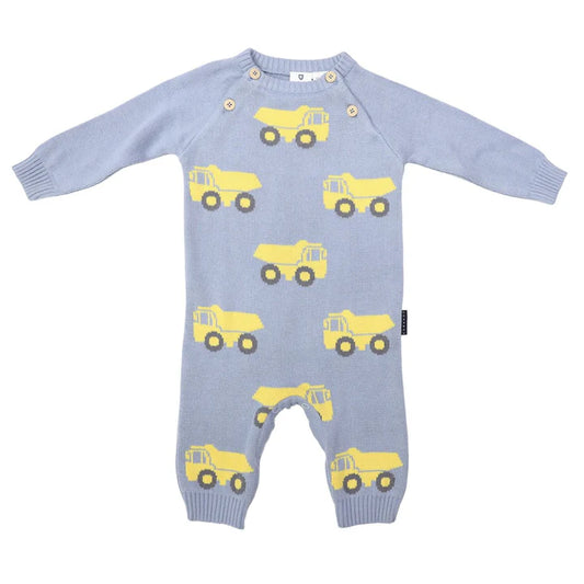 Korango Trucks Cotton Knit Romper | Dusty Blue